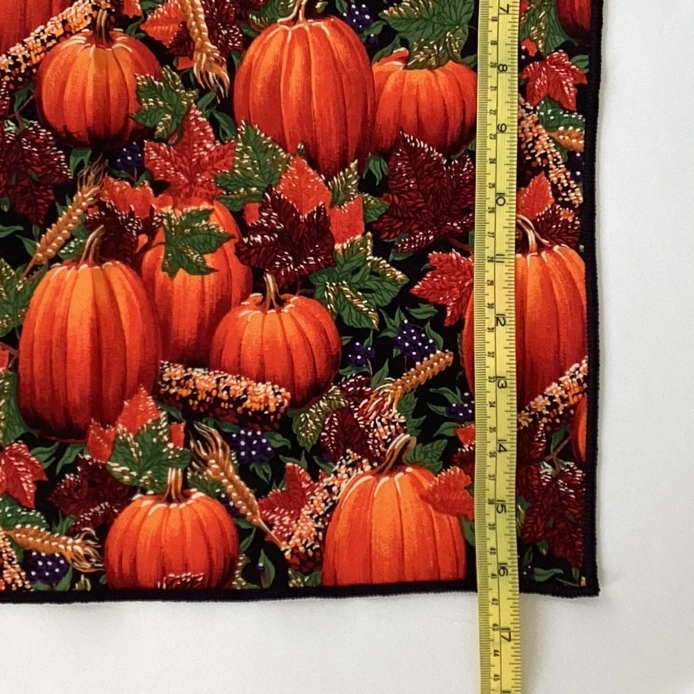 Pumpkin Print Fabric Placemats Set of 4 with Napkins
